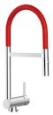 Vorschaubild Wasserhahn Vorfenster Küchenarmatur, Umklappbar 6 CM, mit 360° schwenkbarem Auslauf, abnehmbare 2 strahl Handbrause, Verchromt / Rot