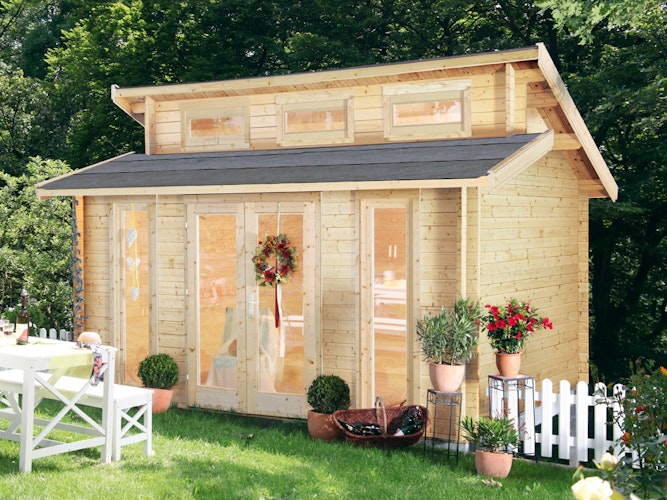 Wolff Finnhaus Blockbohlenhaus Langeoog 40 isolierverglast