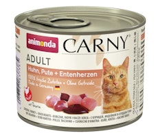 animonda Carny Adult 200g Dose Katzennassfutter 6 x 200 Gramm Huhn, Pute + Entenherzen