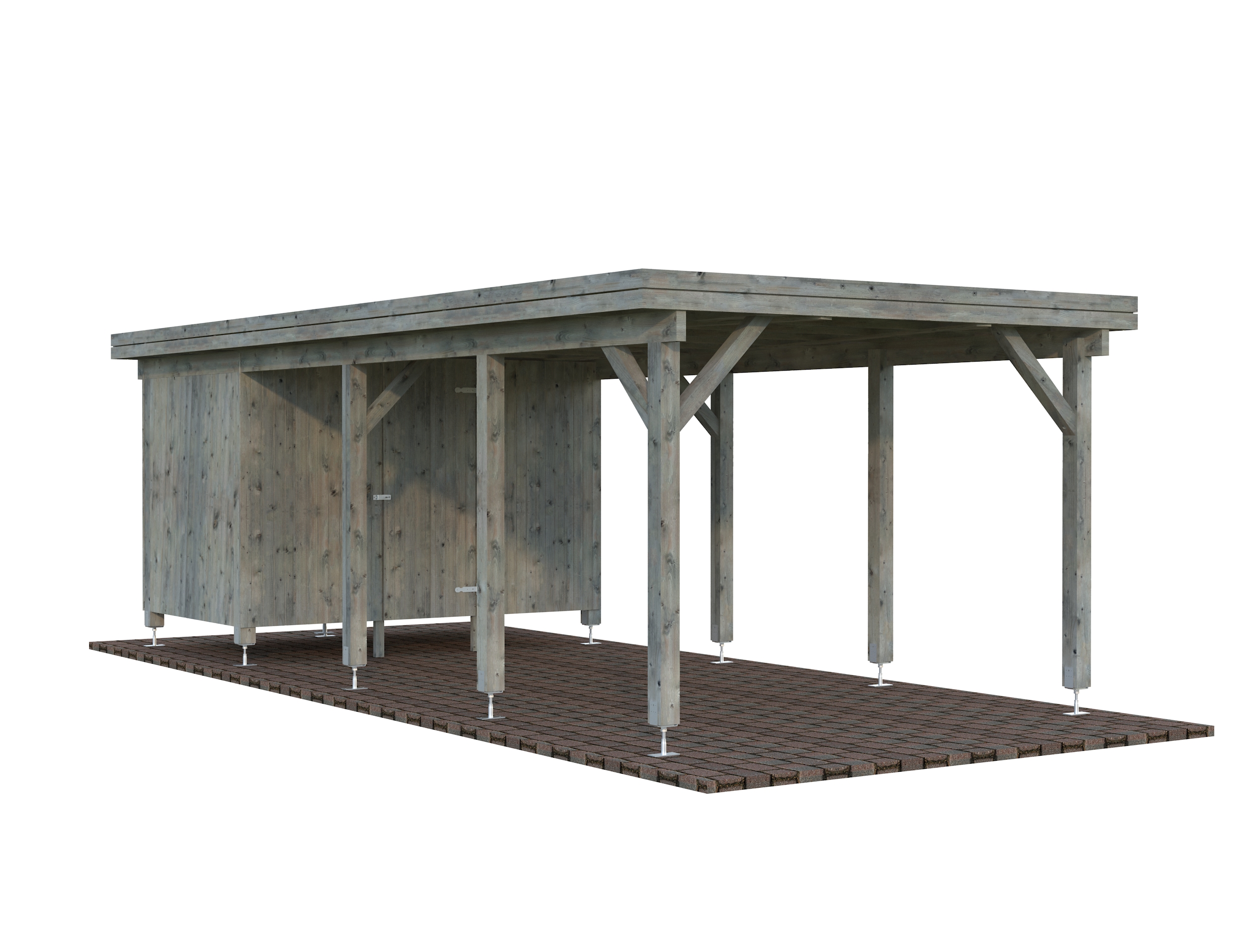 Palmako Carport Karl 23,1 m² mit Geräteraum - grau tauchgrundiert