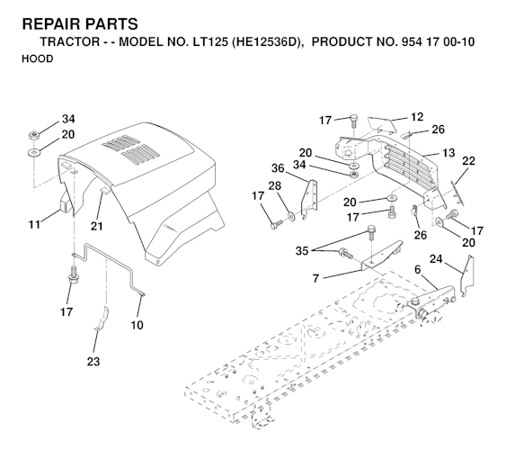 Husqvarna Gartentraktoren LT125, HE12536D, 954170010, 1998-12