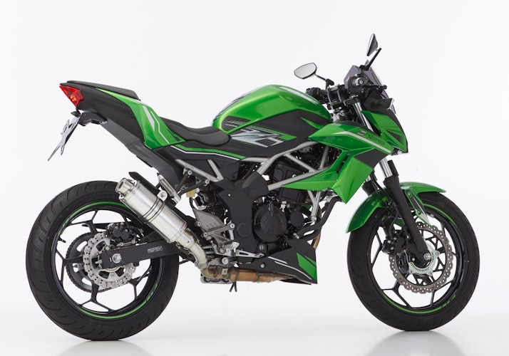 HURRIC SLIP-ON Schalldämpfer Supersport Aluminium poliert für KAWASAKI Ninja 125,Z125