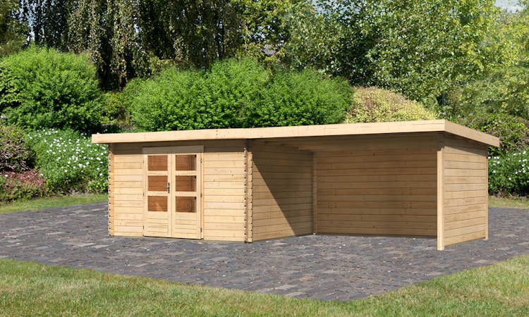 Karibu Woodfeeling Gartenhaus Bastrup 7 naturbelassen - 28 mm