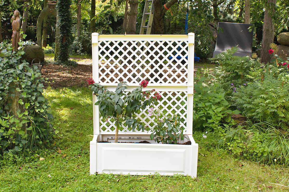 KHW Pflanzkasten groß mit Spalier 100 cm (2-tlg.) weiß