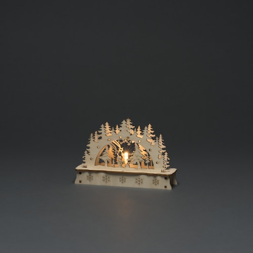 Konstsmide Holzsilhouette Weihnachtsbaum und Weihnachtsmann