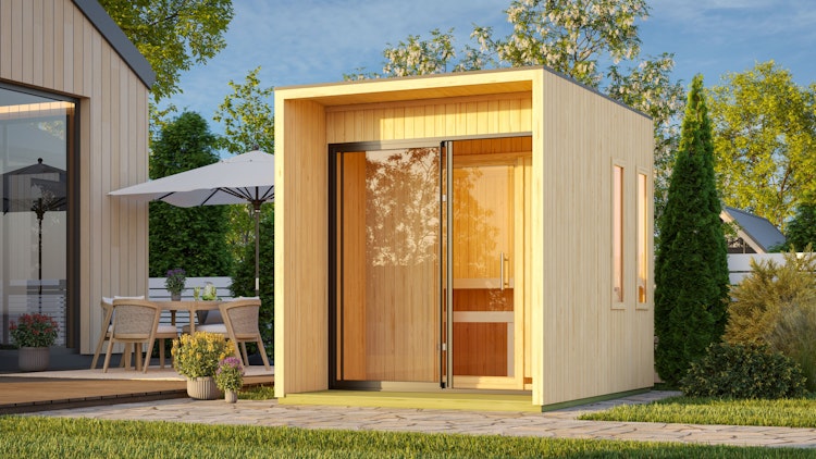 Karibu Design Saunahaus Catalina Blackline mit Vorraum - 73 mm inkl. gratis Sauna-Zubehörset im Wert von 234,94 €