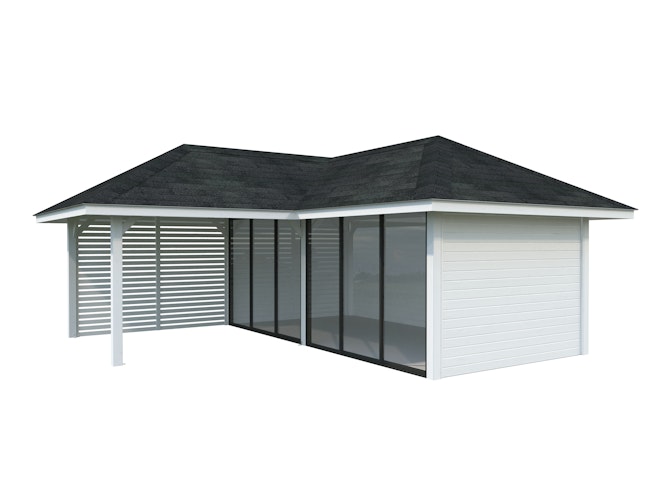 Palmako Pavillon Bianca 24,9 m² Set 513 Slide Plus mit Isolierglas-Schiebetüren