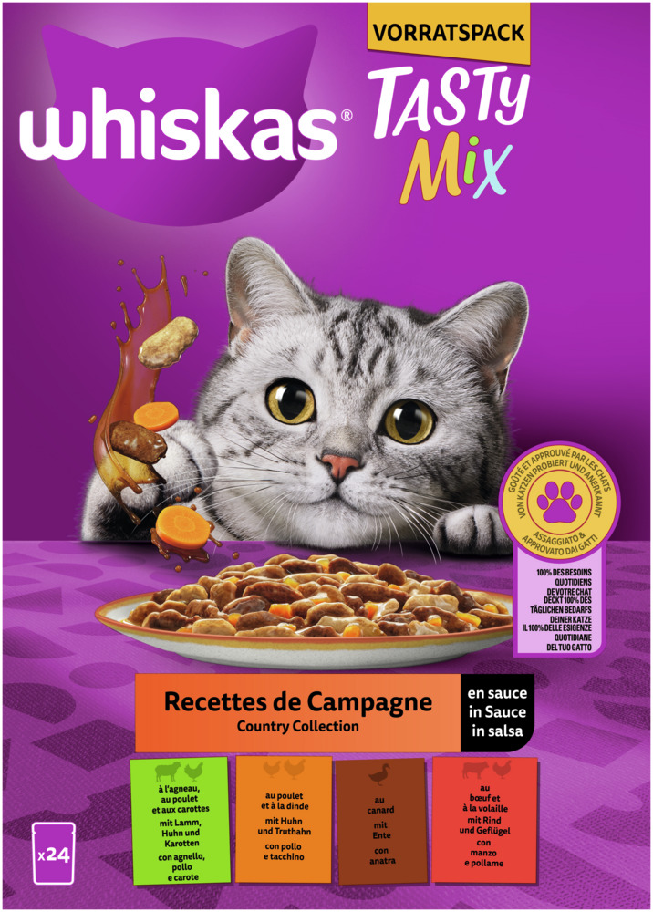Whiskas TastyMix Country Collection in Sauce Multipack 24 x 85 Gramm Katzennassfutter