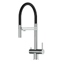 Vorschaubild 3 Wege Wasserhahn Küchenarmatur, Edelstahl Massiv mit 360° schwenkbarem Auslauf, abnehmbare 2 strahl Handbrause, Hochglanz / Schwarz