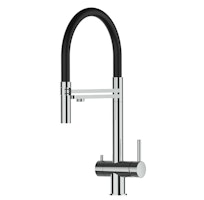 3 Wege Wasserhahn Küchenarmatur, Edelstahl Massiv mit 360° schwenkbarem Auslauf, abnehmbare 2 strahl Handbrause, Hochglanz / Schwarz