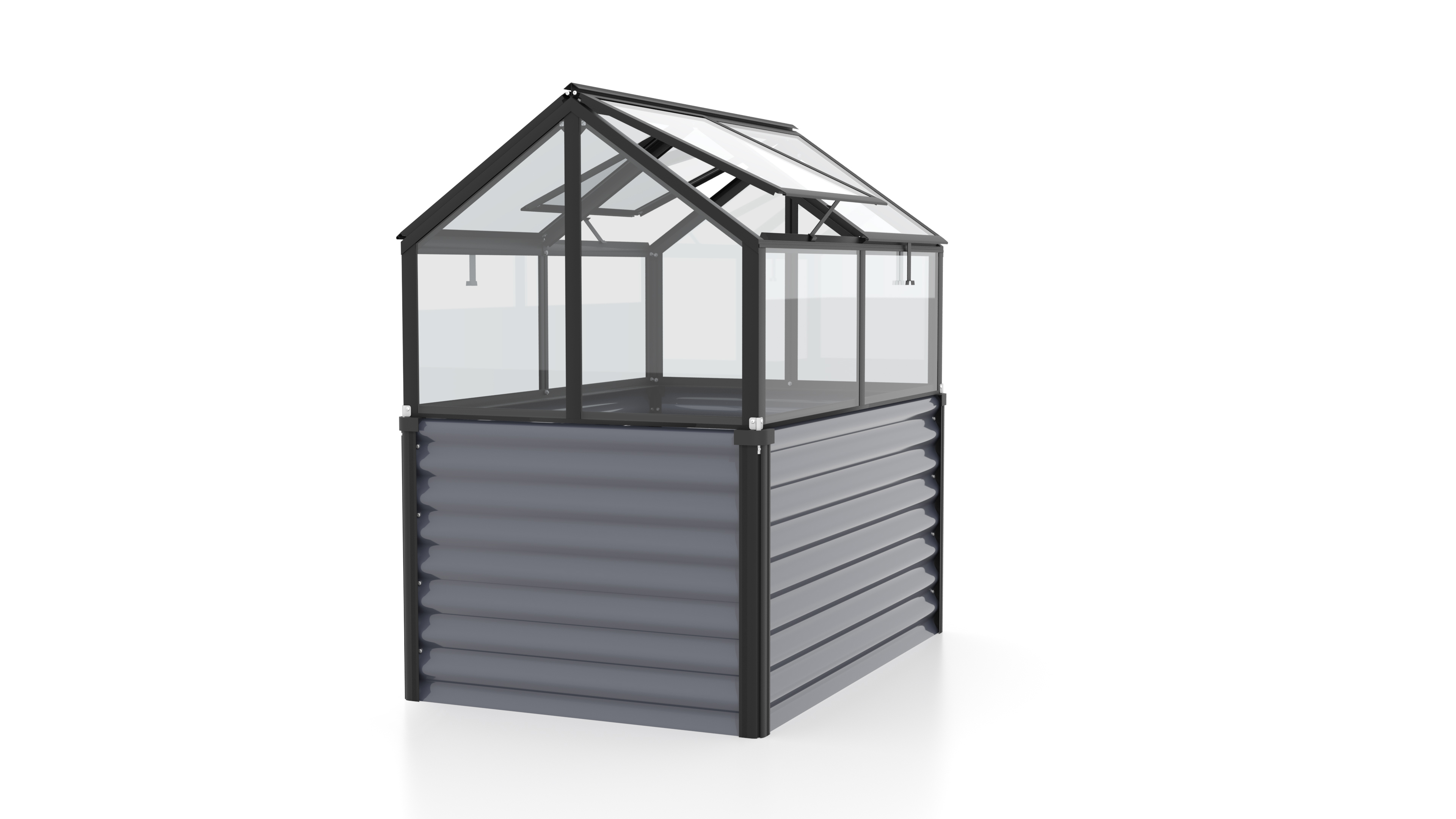 Vitavia Hochfrühbeet Zola mit 4 Dachfenstern  B 127 x T 89 x H 135 cm 135 cm 3 mm Einscheibensicherheitsglas schwarz