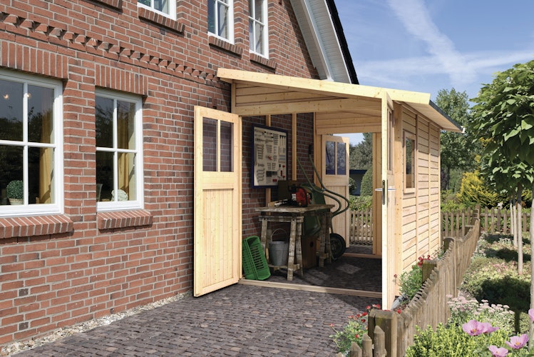 Karibu Premium Anlehn-Gartenhaus Gerätehaus Juist/Wandlitz 2/3/4/5 - 19 mm