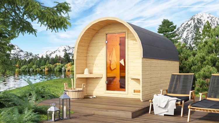Karibu Gartensauna/Saunafass Fasshaus 3 inkl. gratis Sauna-Zubehörset im Wert von 234,94 €