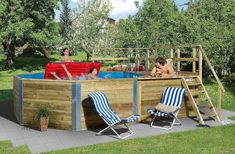 Weka Massivholzpool 593 B Gr. 2, Sparset - 45 mm - 471 x 571 cm