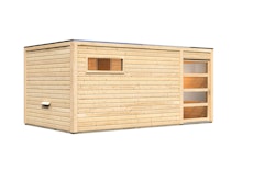 Karibu Gartensauna Saunahaus Hygge inkl. Vorraum, naturbelassen-Ohne Ofen inkl. gratis Saunaofen im Wert von 599,99 €