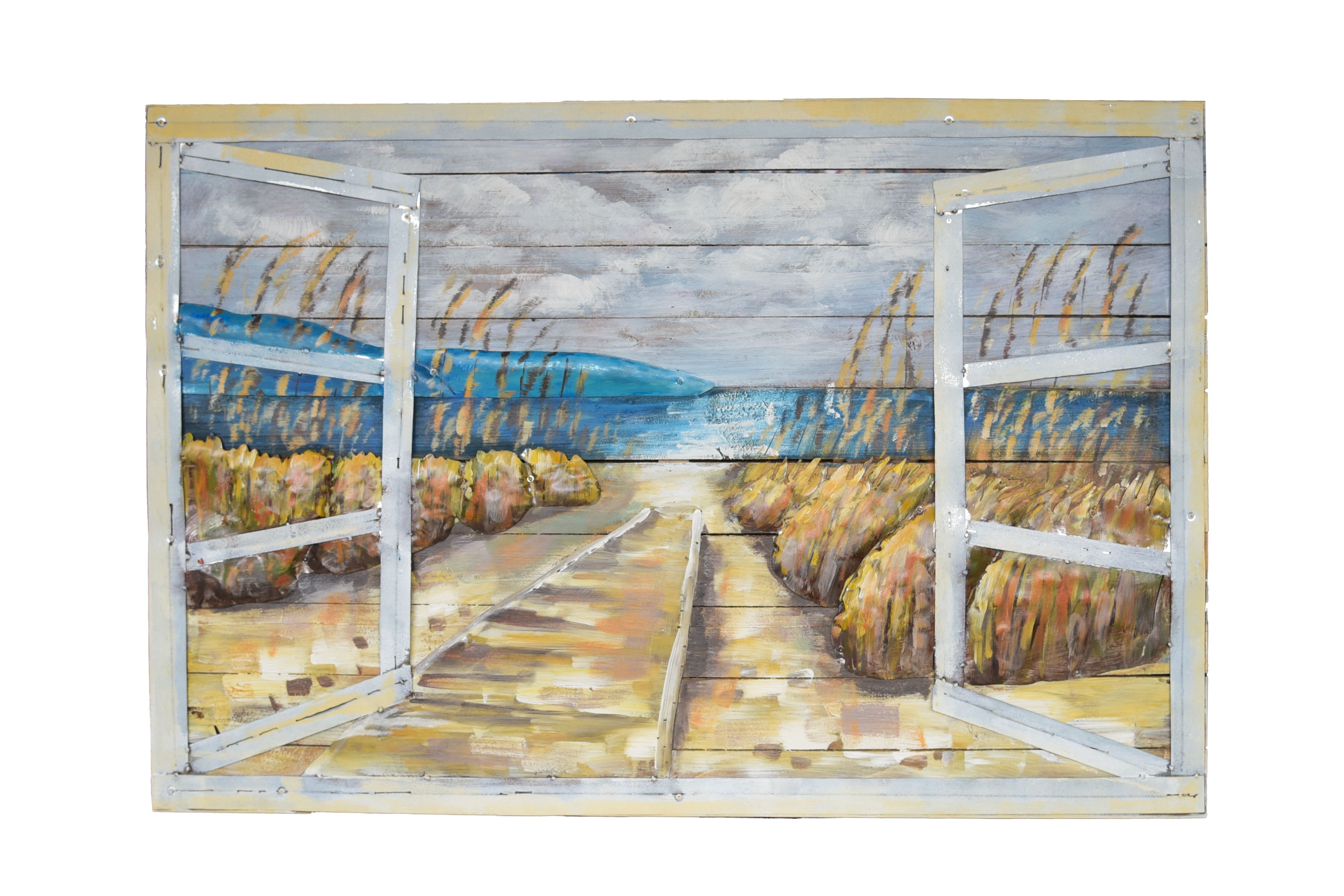 3D Metallbild Meerblick 120 x 80 cm, Holz / Stahlblech