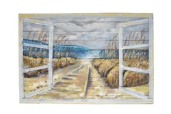 3D Metallbild Meerblick 120 x 80 cm, Holz / Stahlblech
