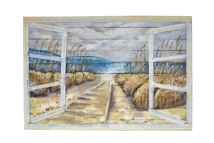 3D Metallbild Meerblick 120 x 80 cm, Holz / Stahlblech