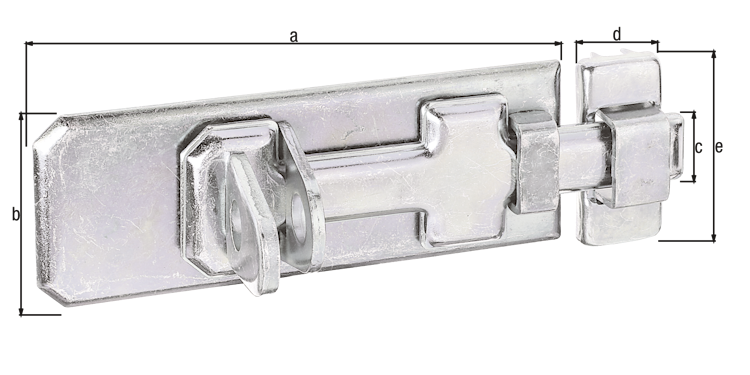 Alberts® Sicherheits-Schlossriegel, mit flachem Griff und Schlaufe, galvanisch verzinkt dickschichtpassiviert ,Platte LxB140x55mm 123086