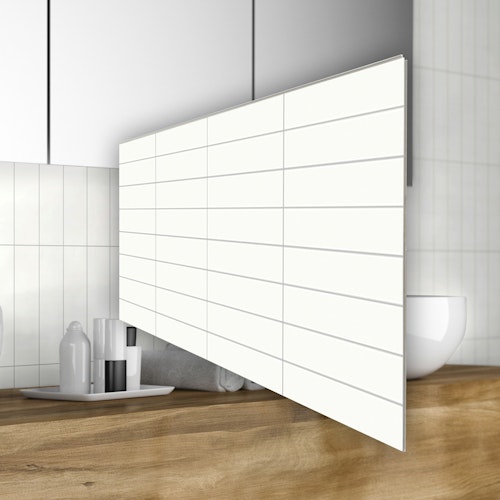 Revét Vinyl Wandfliese Butcherblock Weiß Hochglanz 120 x 60 cm