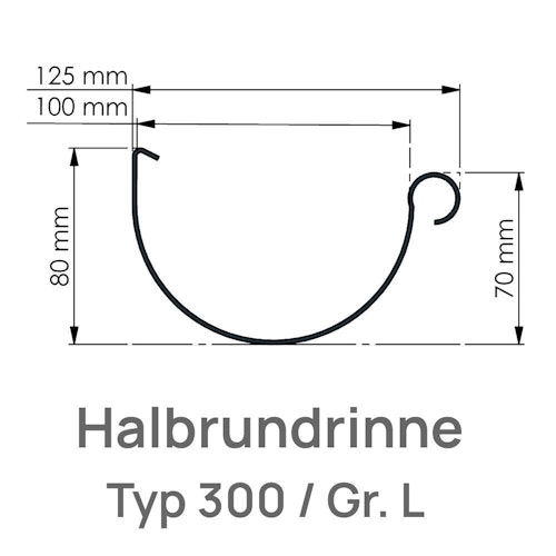Dachrinne 200 cm, RG100 Typ 300 braun