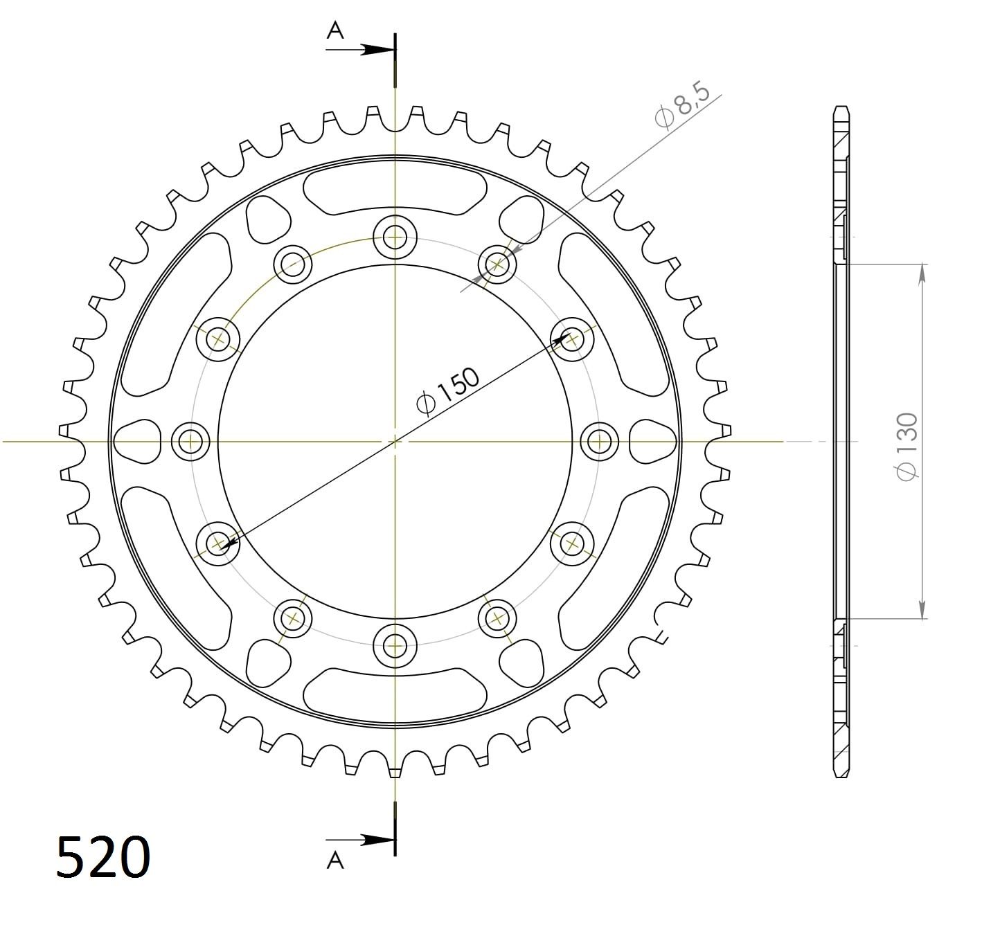 Supersprox Stahl-Kettenrad 520 47Z (Schwarz)