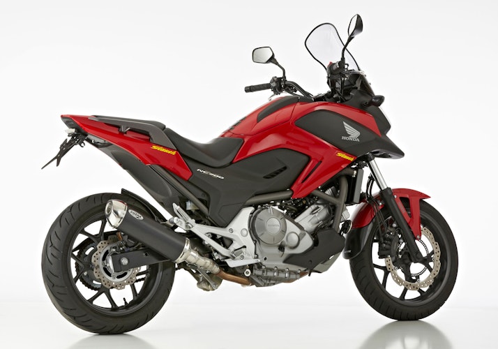 SHARK SLIP-ON Aluminium eloxiert/Endkappe Edelstahl poliert schwarz DSX-5 für HONDA Integra 700,Integra 750,NC700S,NC700X,NC750S,NC750X EURO3  