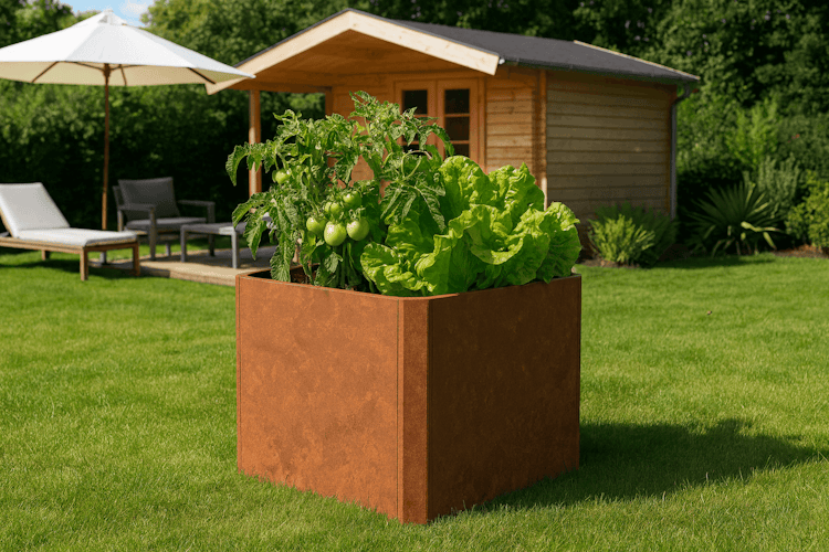 Premium Hochbeet aus Cortenstahl mit Rostpatina 80 x 80 x 75 cm