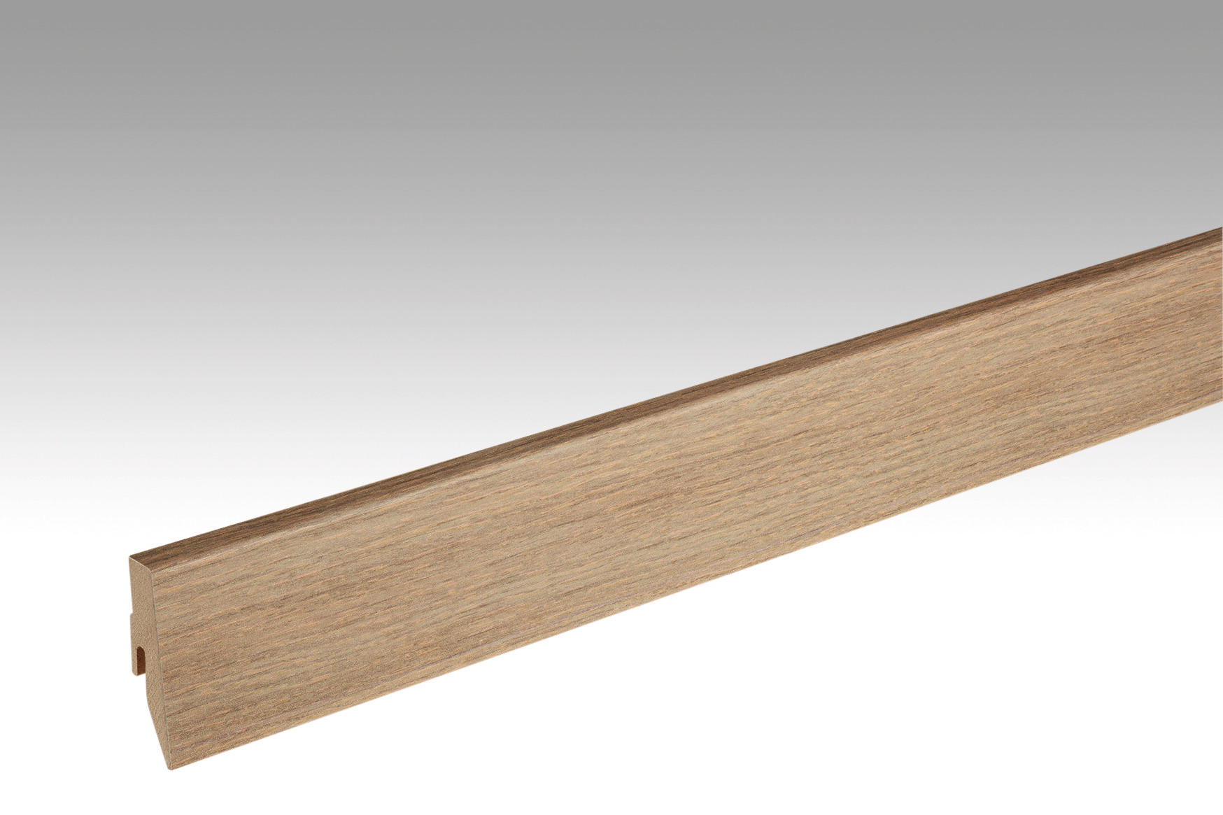 MEISTER Fußleiste Profil 3 PK Eiche greige 1215 für Parkettböden - 2380 x 60 x 20 mm
