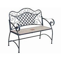 Garden Pleasure Deko Bank AMARILLO, Stahl Schwarz / Steinzeug-Mosaik Braun/ Ocker/ Beige