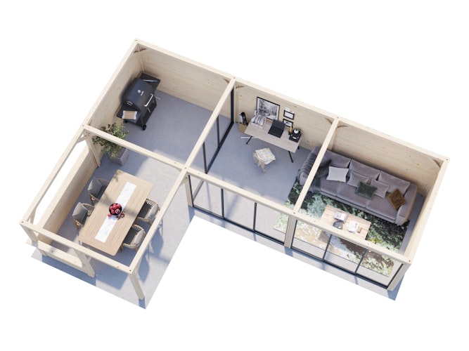 Palmako Pavillon Bianca 33,2 m² Set 520 Slide Plus mit Isolierglas-Schiebetüren