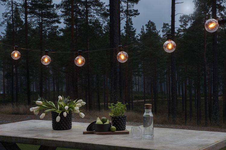 Konstsmide Ganzjahresbeleuchtung LED  Biergartenketten System Erweiterungs-Set, 10 klare Birnen, bernsteinfarben (2395-800)