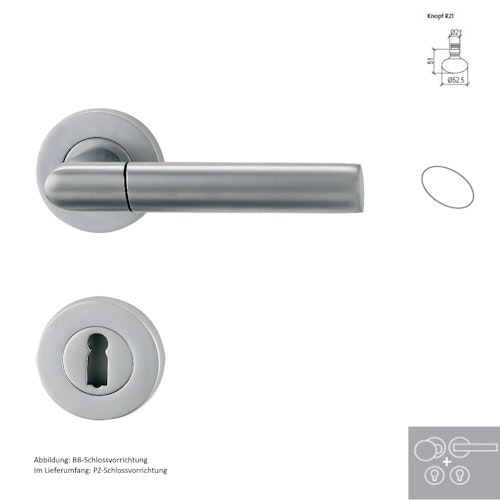 Griffwerk Wechselgarnitur MONICA - Perla Silbermatt - Schraubrosette