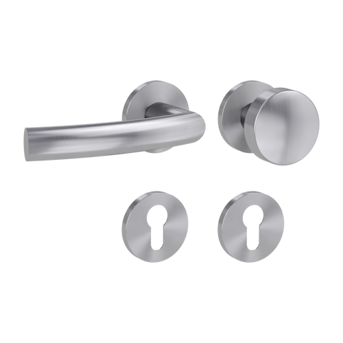Griffwerk Wechselgarnitur VAYA 178 LORITA fast2fix Fast2Fix GK3 Rosetten rund Knopf R2 Edelstahl matt L