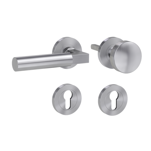 GRIFFWERK Wechselgarnitur METRICO PROF Schraubtechnik FS Rosetten rund Knopf R2 Edelstahl matt L