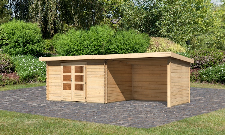 Karibu Woodfeeling Gartenhaus Bastrup 7 naturbelassen - 28 mm