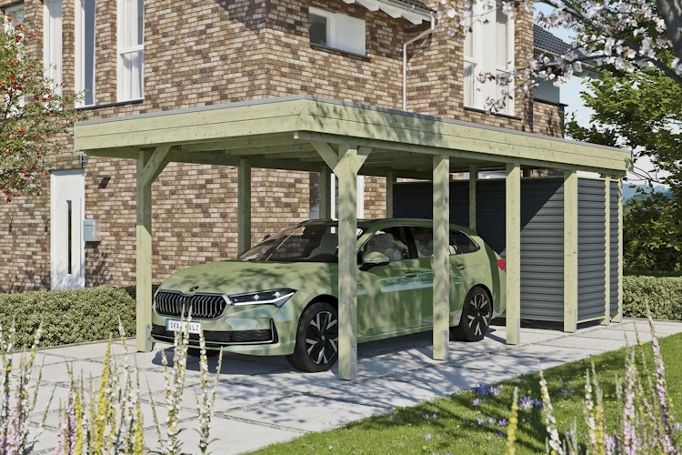 Skan Holz Carport Friesland Hybrid Set 12 314x708 cm inkl. Abstellraum