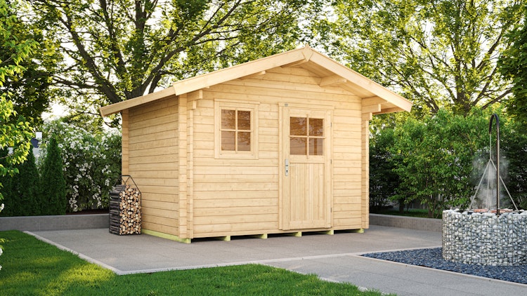 Weka 45 mm Gartenhaus 131 mit Vordach (60 cm)