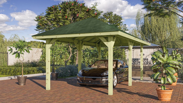 Karibu 4-Eck Pavillon Bergen 1 kesseldruckimprägniert Sparset inkl. Dachschindeln