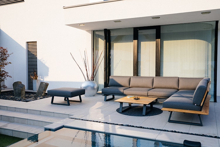Diamond Garden Modullounge kurze Ecke links NORA Sun & Rain, Aluminium / Teak / Tuvatextil (100 % Polyacryl)