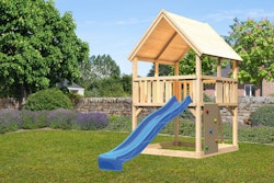 Akubi Kinderspielturm Luis mit Wellenrutsche und Kletterwand