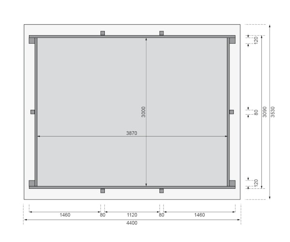 Karibu Rechteck Pool Gr. 2 - 350 x 440 cm - kesseldruckimprägniert