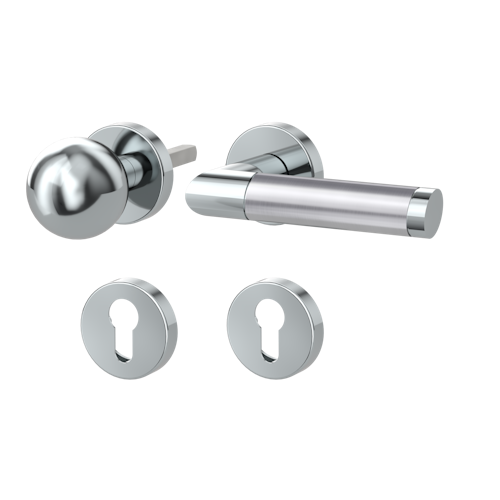 Griffwerk CHRISTINA Klipptechnik -Edelstahl poliert/matt Rosettengarnitur -Klippt. -Knopf R4 -WR -TS 40-45mm