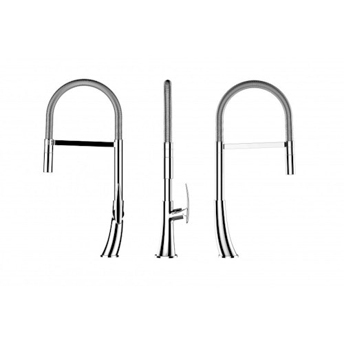 Wasserhahn Küchenarmatur, LEAF, mit 360° schwenkbarem Auslauf, abnehmbare 2 strahl Handbrause, Verchromt