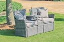 Vorschaubild Garden Pleasure Doppelsessel-Set CALGARY, Polyrattan Graubraun / Kissen 100 % Polyester Grau