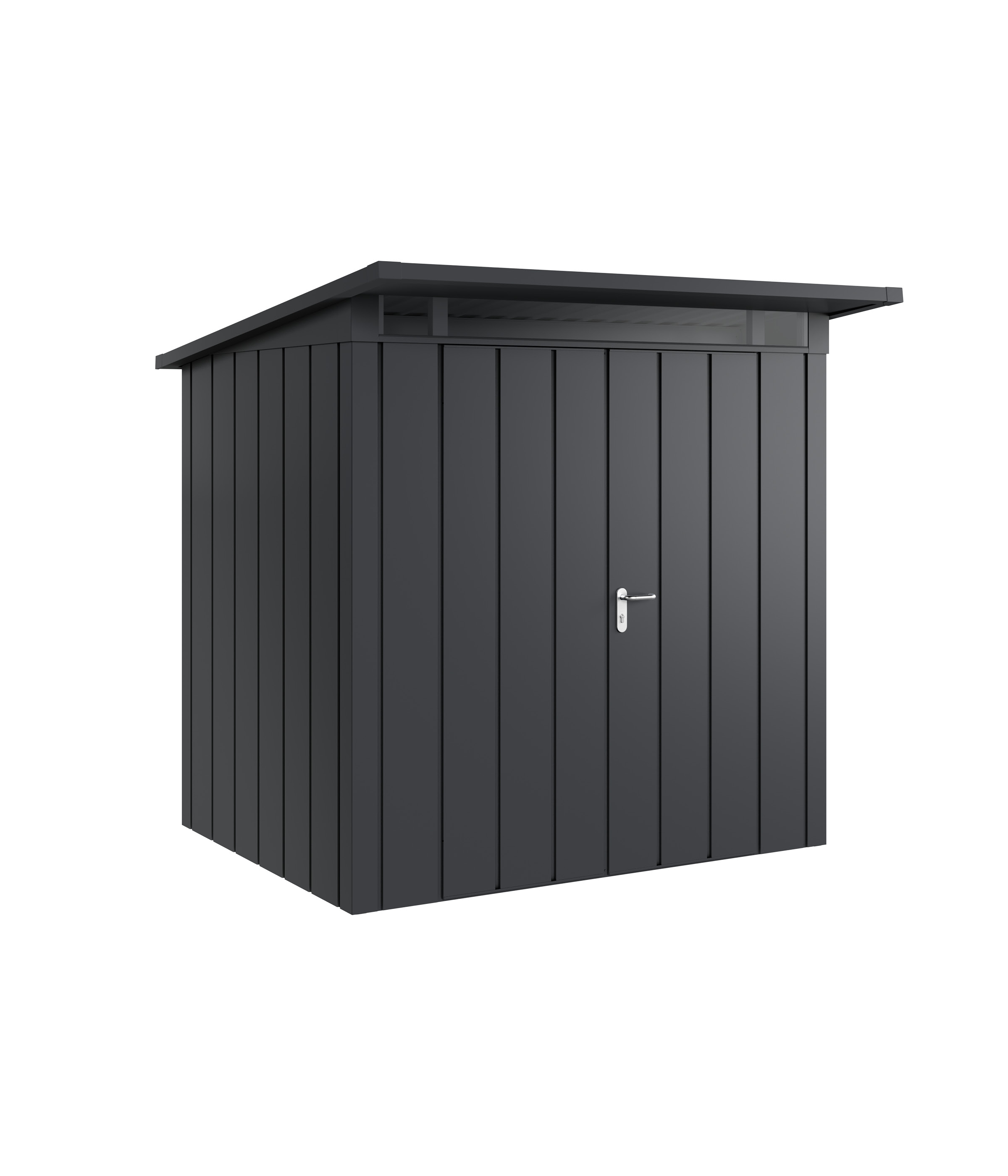 Hörmann Metall-Gerätehaus Juno JPD mit Pultdach B 214 x T 166 cm (JPD 4) Motiv Modern (mit schmalen Lamellen) Doppeltür ...