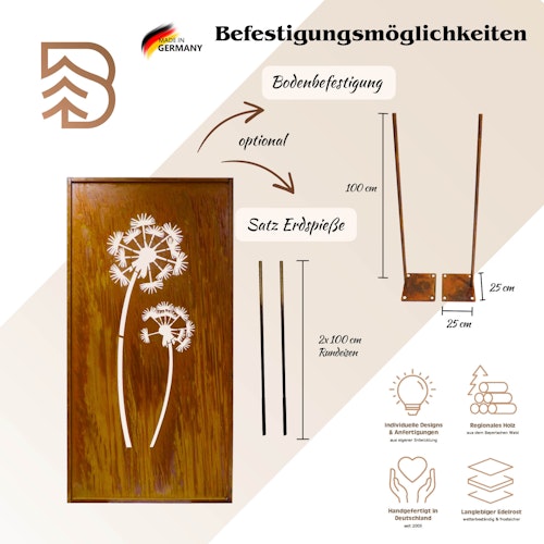 Badeko Parawand „Pusteblume“ in Edelrostoptik