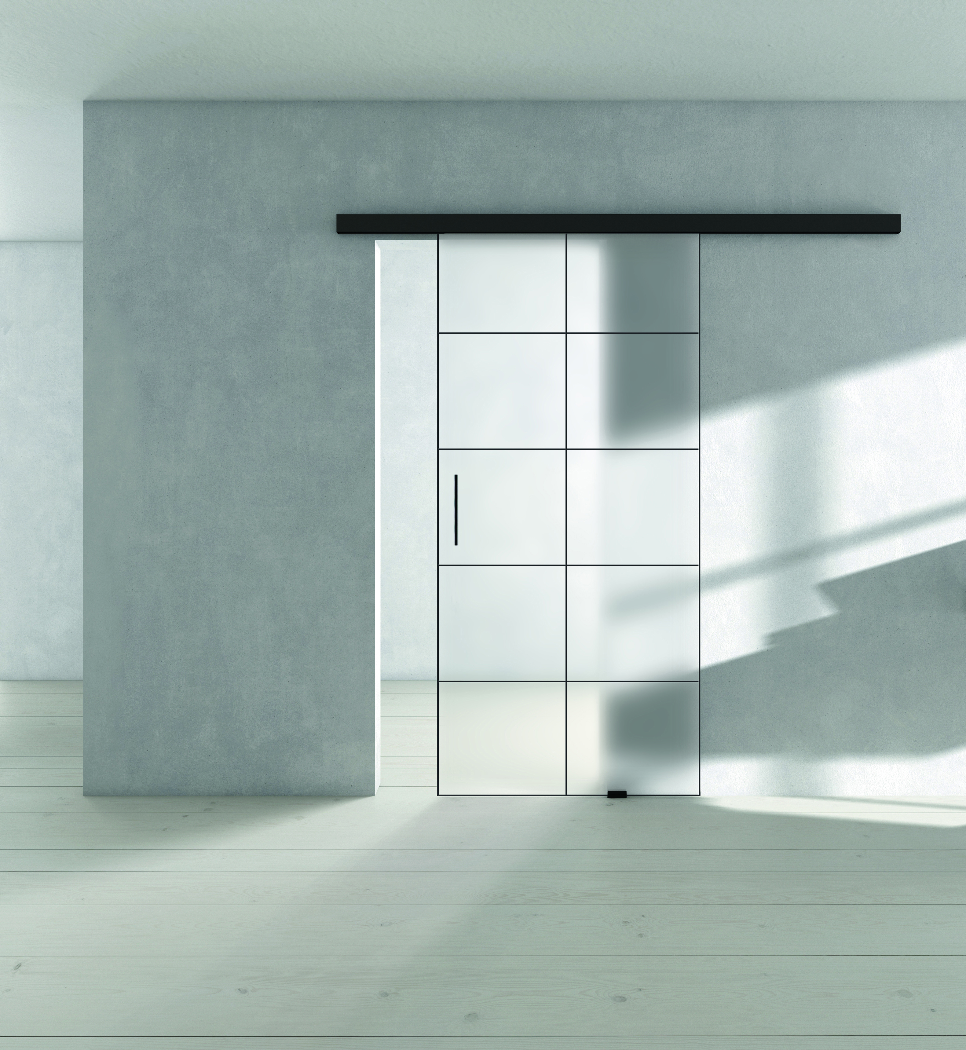 Griffwerk Sonderanfertigung CLARITY_510 -PLANEO AIR LOFT-2 -Graphitschwarz 1060 x 2183 x 8 nach links öffnend