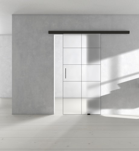 Griffwerk Sonderanfertigung CLARITY_510 -PLANEO AIR LOFT-2 -Graphitschwarz 1060 x 2183 x 8 nach links öffnend