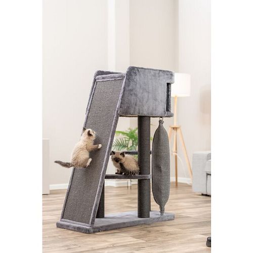 TRIXIE Kratzbaum Active, grau mit Kletterrampe, 122 cm